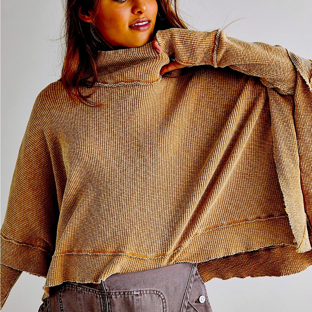free people moon daisy thermal pullover in sunbaby size M NWT